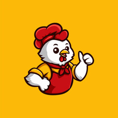 Chicken Chef Mascot Logo Illustration