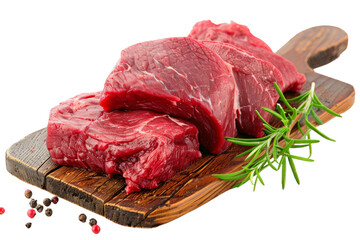 Premium Fresh Raw Red Beef Meat Slices Isolated on Transparent or White Background