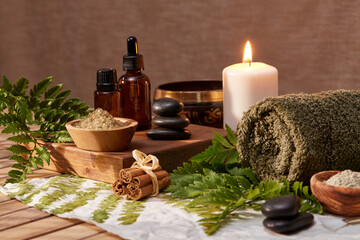 Obraz na płótnie Canvas Beauty spa set ready for wellness treatment