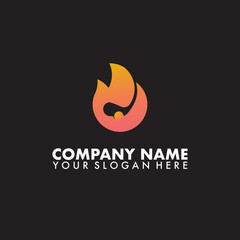 Golf Fire flames Logo Template Design Vector