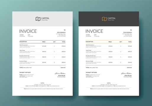 Minimal invoice form template vector design