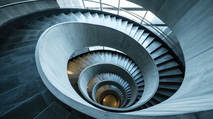 Fototapeta premium Spiral staircase: Modern Architecture abstract interior design