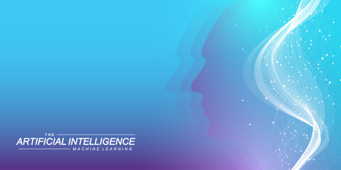 AI Generative Banner Concept In The Digital Style. Generative Ideas Design Element For Internet Technology. Futuristic Technology Concept Artificial Intelligence.