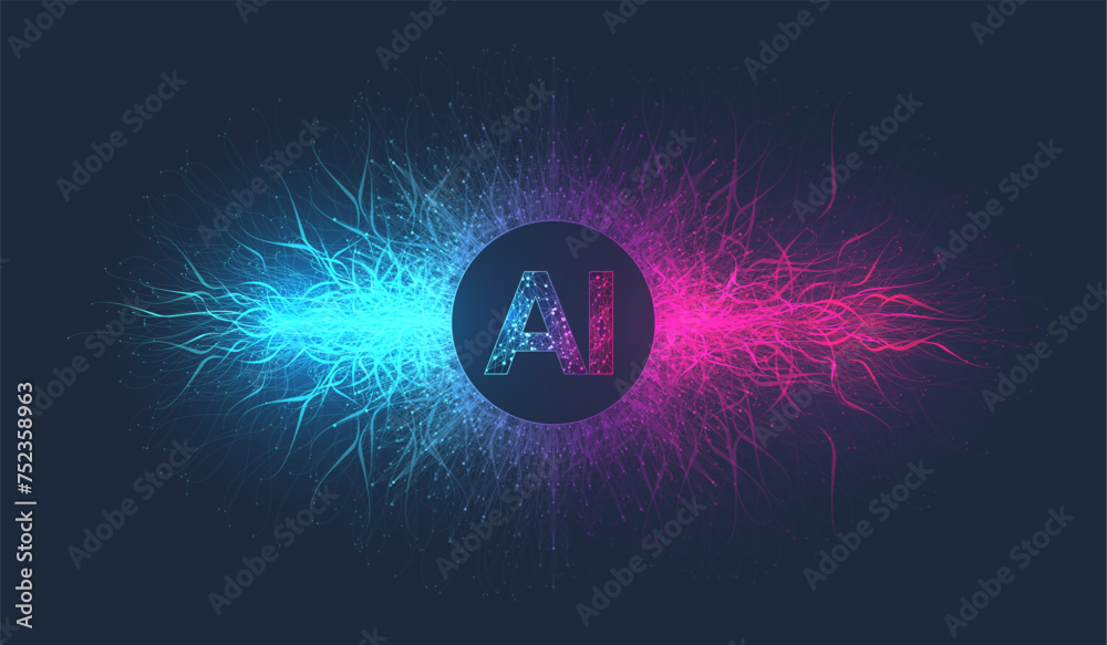 Aufkleber AI Generative Banner Concept In The Digital Style. Generative Ideas Design Element For Internet Technology. Futuristic Technology Concept Artificial Intelligence.