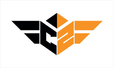 CZ initial letter falcon icon gaming logo design vector template. batman logo, sports logo, monogram, polygon, war game, symbol, playing logo, abstract, fighting, typography, icon, minimal, wings logo - obrazy, fototapety, plakaty