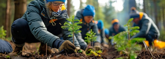 A group of volunteers is working to reforest the forest.