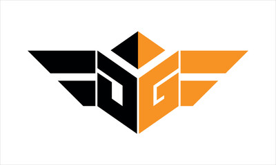 DG initial letter falcon icon gaming logo design vector template. batman logo, sports logo, monogram, polygon, war game, symbol, playing logo, abstract, fighting, typography, icon, minimal, wings logo