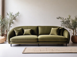 Olive color sofa on the living room