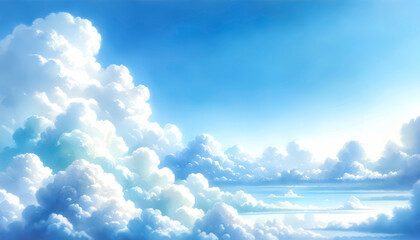 青空と雲の水彩画。画像生成AI