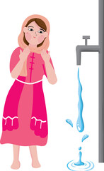 Muslim Girl Doing Ablution Step