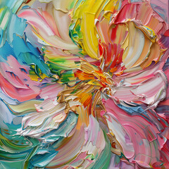 Fluid abstract expressionism, blooming flowers, Aesthetics colorful floral inspirational tenderness illustration, oil paint, Wall decoration photo, Generated AI.