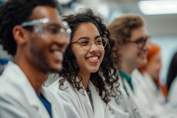 a group of medical students in a laboratory setting engaged in research and learning fostering future healthcare innovation