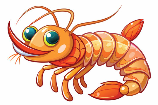 A cute cartoon shrimp vector Illustration

