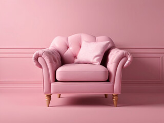 Pink armchair isolated on pink background, Office chair