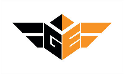GE initial letter falcon icon gaming logo design vector template. batman logo, sports logo, monogram, polygon, war game, symbol, playing logo, abstract, fighting, typography, icon, minimal, wings logo