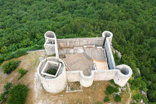 Aerial view of Drivenik castle, Croatia