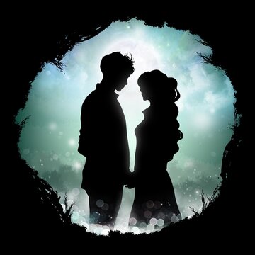 Love in the Moonlight silhouette art
