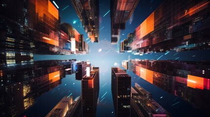 Cityscape with rotating kaleidoscopic