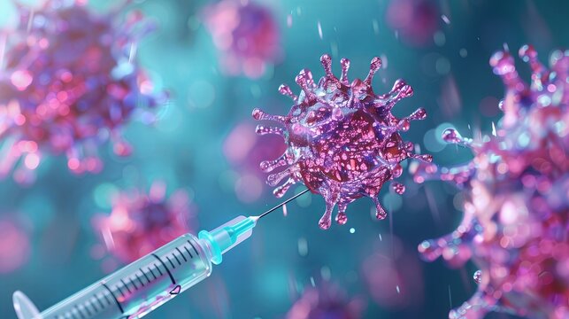 A vaccine against viruses. The syringe inside contains a vaccine against the virus. Stab the virus in the middle of the target.