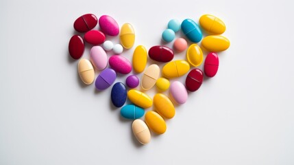 Colorful pills forming heart shape