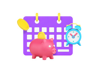 Credit debit financial payment salary savings investment calendar reminder 3d icon realistic vector