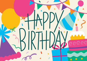 Happy Birthday Card Vector Illustration