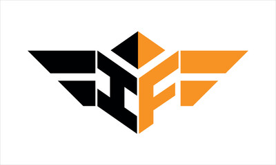 IF initial letter falcon icon gaming logo design vector template. batman logo, sports logo, monogram, polygon, war game, symbol, playing logo, abstract, fighting, typography, icon, minimal, wings logo