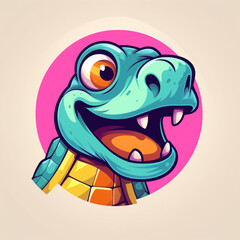 Obraz premium humorous visage for a gaming logo with an laughing dino animal protagonist is an absolute joy сreated with Generative Ai
