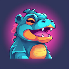 Obraz premium humorous visage for a gaming logo with an laughing dino animal protagonist is an absolute joy сreated with Generative Ai