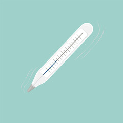 A thermometer for measuring body temperature in the flat style. A thermometer for the hospital. The concept of health and diseases.