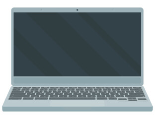 Open laptop in flat design style (cut out)