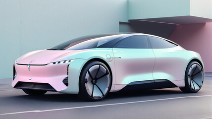 Nowoczesny samochód elektryczny w pastelowych barwach 