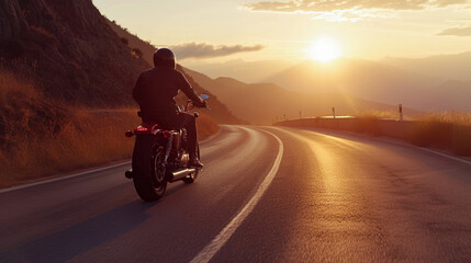 A captivating bottom view of a skilled motorbike rider speeding along the road during the city