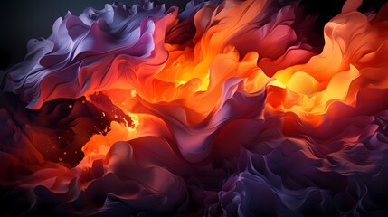 A collision of amethyst and fiery red liquids creates a mesmerizing burst of energy, filling the space with vibrant abstract patterns. HD camera captures the intense collision with precision - obrazy, fototapety, plakaty