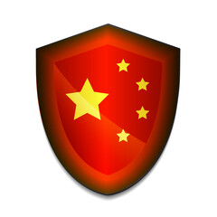 China flag on shield vector illustration