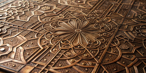 Fototapeta premium oriental pattern, background, embossing, metal