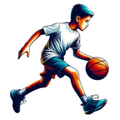 Youth Basketball Player in Action Illustration
