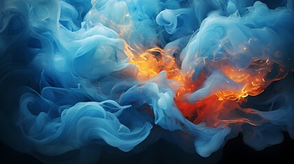 A collision of silver and indigo liquids generates a spectacular burst of energy, painting the air...