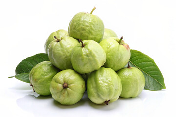 a bunch of guava isolated on white background