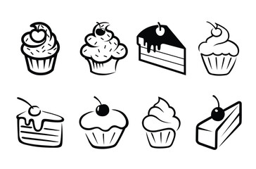 Muffins cake collection logo vector icon symbol design illustration