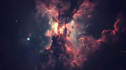 A mystical nebula in space illuminated by starlight, depicting the beauty and vastness of the...