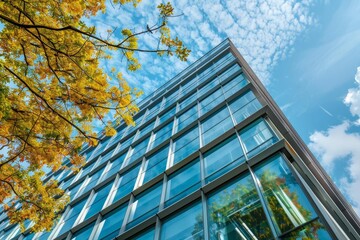 Modern office building facade Showcasing contemporary architecture and the dynamic nature of corporate environments