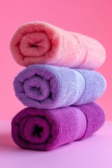 Obraz na płótnie Canvas Clean Pink and purple towels