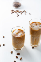 Summer cold drink  iced coffee and milk