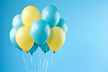 Colorful balloons on pastel background, birthday event decoration with copy space