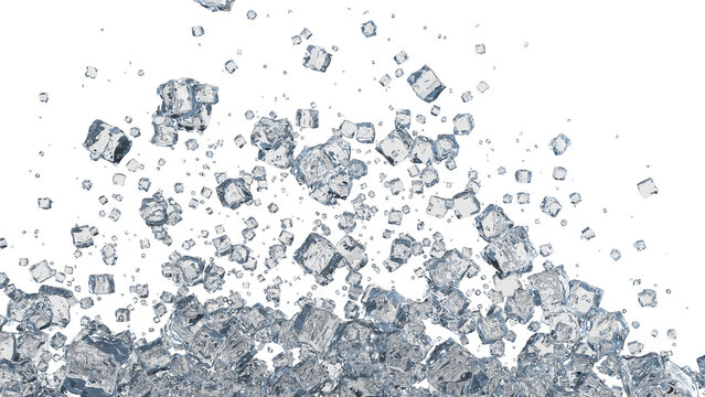 scattered ice render 3D illustration on alpha channel	
