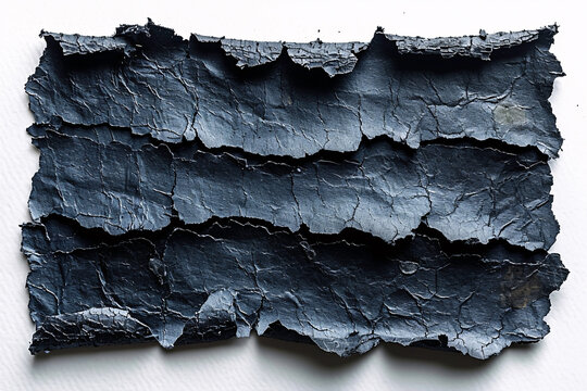a close up of cracka piece of black papered paint