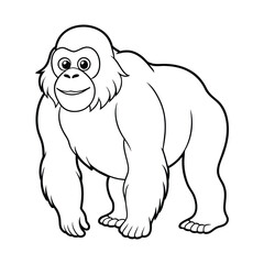 Orangutan standing illustration coloring page for kids