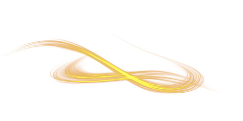 Fototapeta premium Golden glowing shiny lines effect. Luminous golden lines of speed. Light glowing effect. Light trail wave, fire path trace line and incandescence curve twirl. PNG.