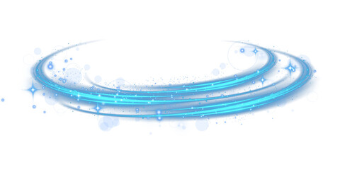 Blue glowing shiny lines effect. Luminous blue lines of speed. Light glowing effect. Light trail wave, fire path trace line and incandescence curve twirl. PNG. © Orange Sky